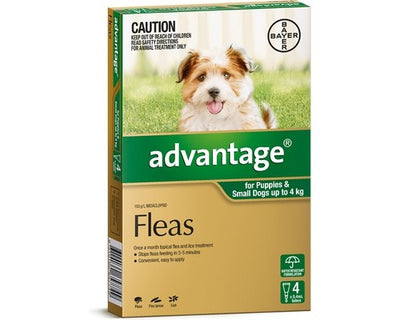 ADVANTAGE FOR SMALL DOGS UNDER 4KG 4 PACK (GREEN)