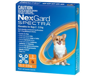 NexGard Spectra for 2-3.5kg Dogs 3 Pack - Orange