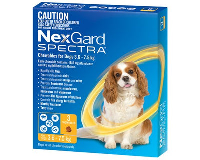 NEXGARD SPECTRA 3.6-7.5KG 3 PACK (YELLOW)