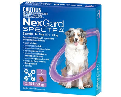 NEXGARD SPECTRA 15.1-30KG 6 PACK (PURPLE)