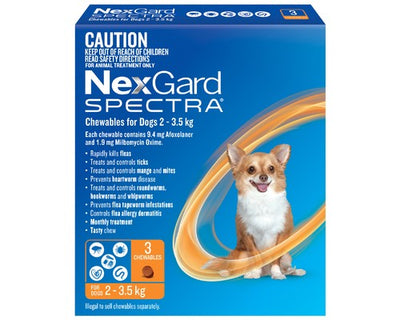 NexGard Spectra for 2-3.5kg Dogs 3 Pack - Orange