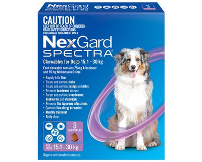 NEXGARD SPECTRA 15.1-30KG 3 PACK (PURPLE)