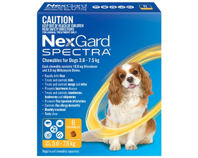 NEXGARD SPECTRA 3.6-7.5KG 6 PACK (YELLOW)