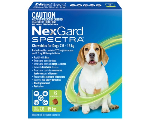 NexGard SPECTRA for 7.6 - 15kg Dogs (Green)