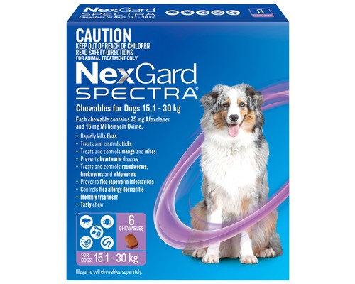 NEXGARD SPECTRA 15.1-30KG 6 PACK (PURPLE)