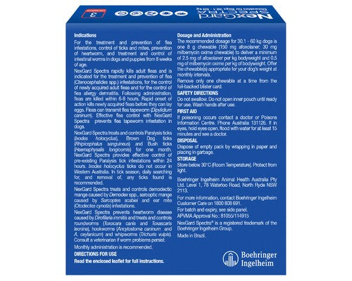 NEXGARD SPECTRA 30.1-60KG 3 PACK (RED)