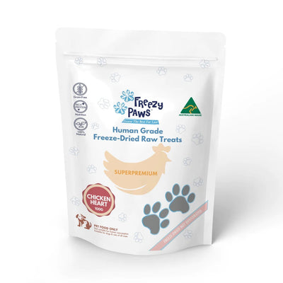 Freezy Paws Freeze Dried Human Grade Chicken Heart Dog and Cat Treats 100g