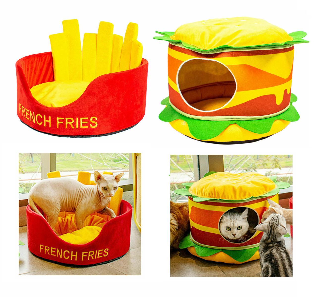 Cute French Fries Hamburger Pet Sleeping Pad Tent