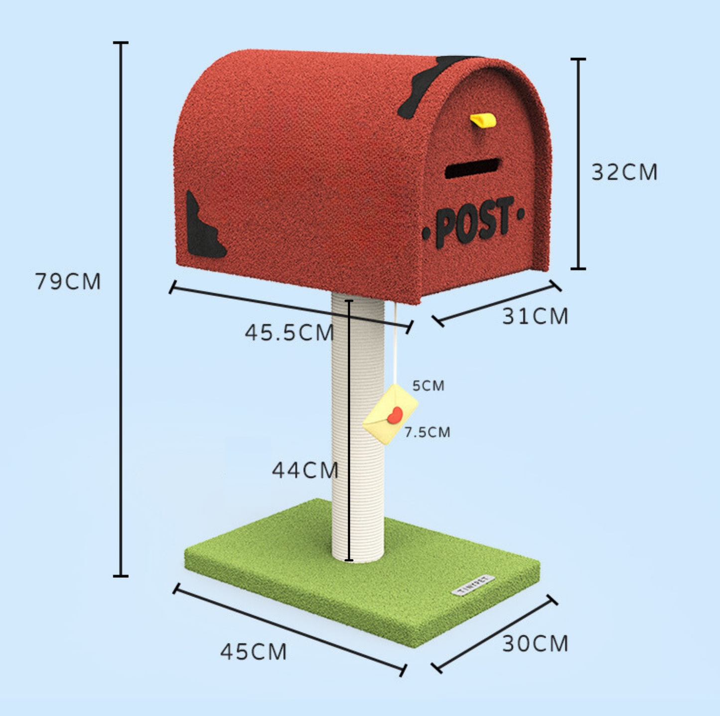 Cute Mailbox Sisal Cat Scratching Post Tree with Interactive Window