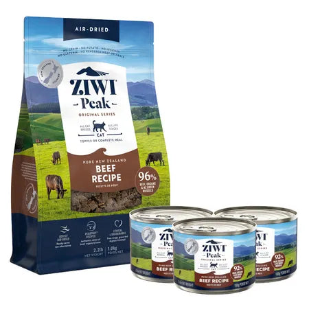 Air Dried Beef 1kg Dry Cat Food & Beef 185g x 12 Wet Cat Food