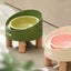 Makesure Rolls Elevated Ceramic Pet Bowl with Wooden Stand