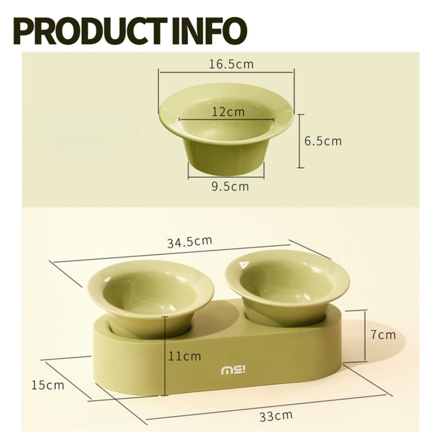 MAKESURE Jingle 2-in-1 Ceramic Pet Bowl Set for Food & Water Cat Bowls