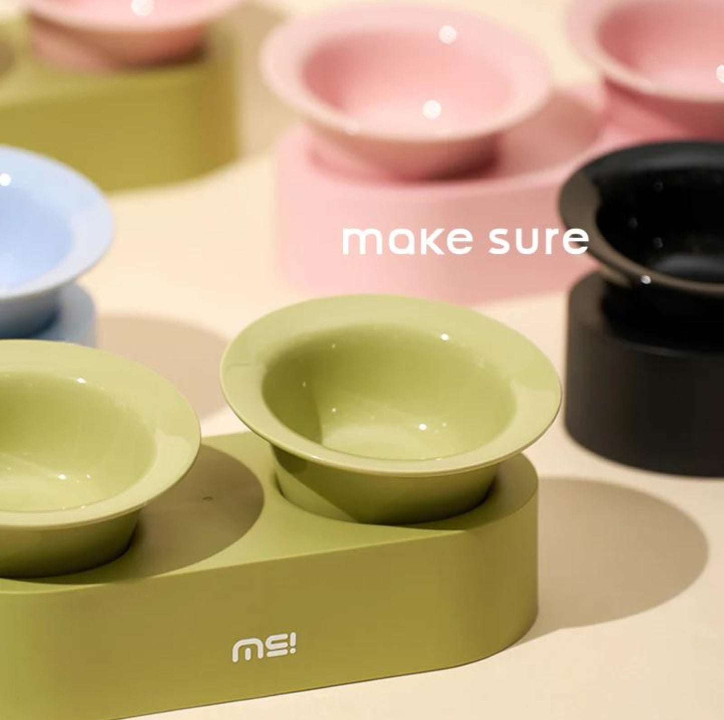 MAKESURE Jingle 2-in-1 Ceramic Pet Bowl Set for Food & Water Cat Bowls