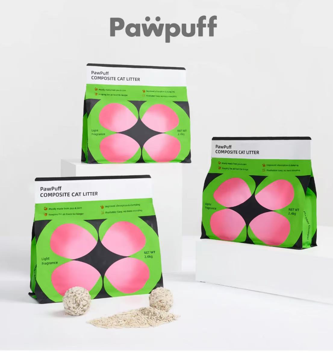 PawPuff Composite Cat Litter - Mineral + Tofu