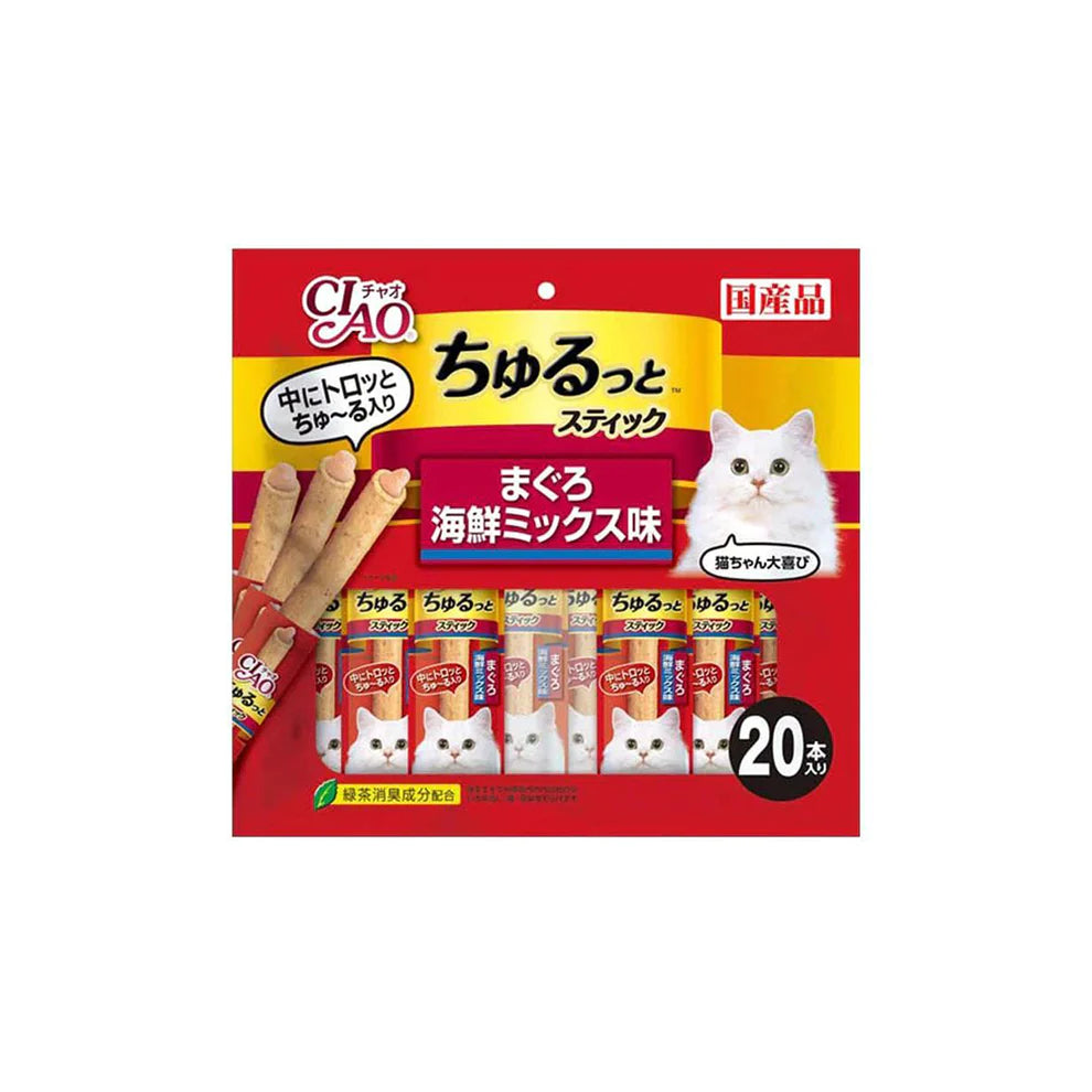 CIAO Churutto Stick Maguro With Scallop Formula Cat Treats 20x7g