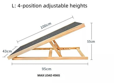 Adjustable Pet Dog Ramp Freestanding Cat Dog Wood Steps Ladder Portable Nonslip