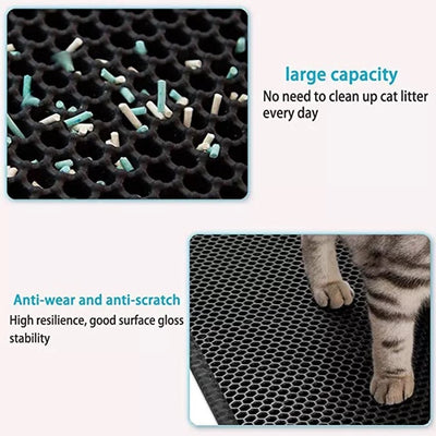 Double-Layer Cat Litter Mat Waterproof Trapper Foldable Pad Pet Rug Home