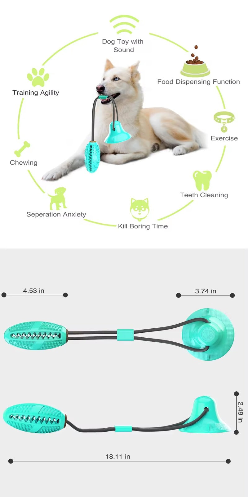 Pet Interactive Rubber Molar Bite Floor Suction Cup Dog Balls Puppy Chew Toys