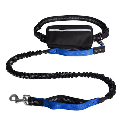 Adjustable Hands Free Dog Leash Lead + Waist Bag Belt Jogging Walking Running