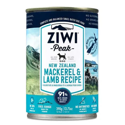 ZiwiPeak Mackerel & Lamb Adult Dog Can 390g x 12