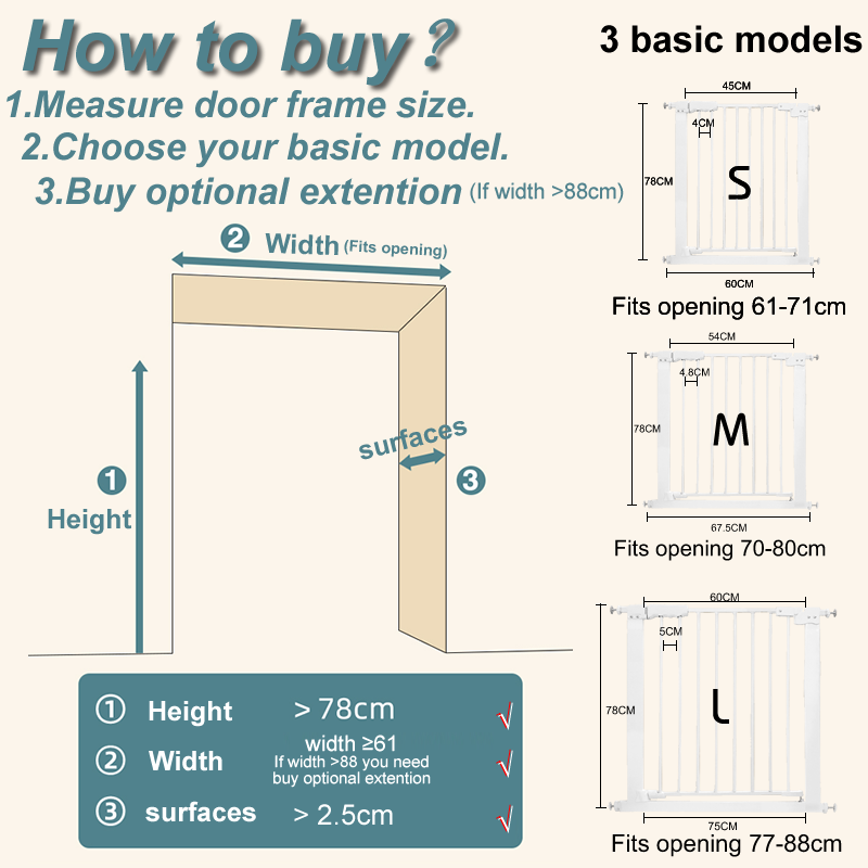 Adjustable Baby Pet Child Kid Safety Security Gate Stair Barrier Door Extension
