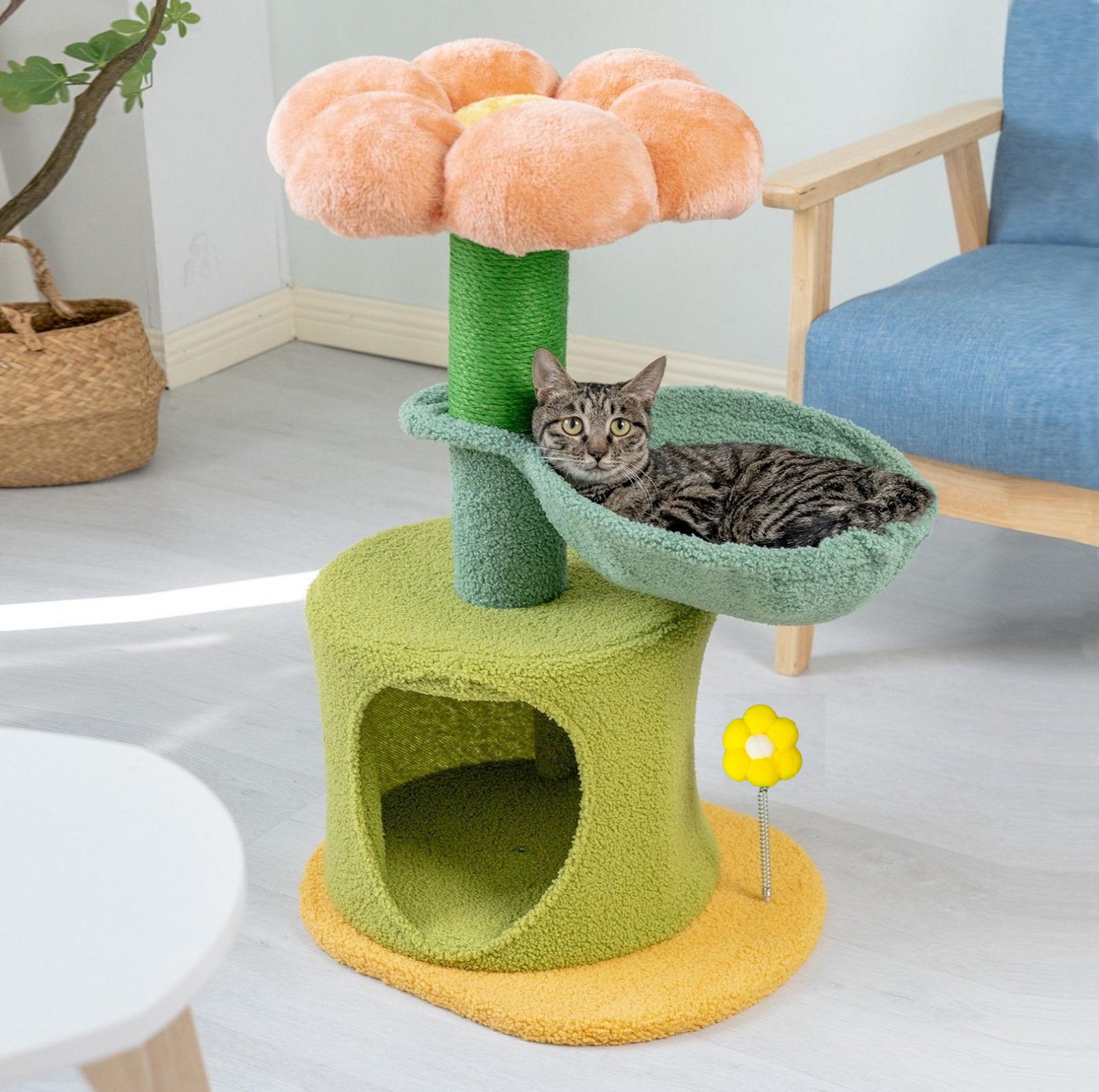 Flower-Styled Cat Tree with Soft Nest & Scratching Posts-Style A