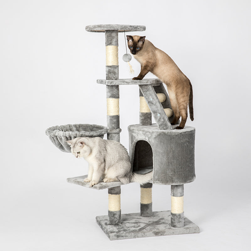 Grey Cat Tree Tower Scratching Post Scratcher Cats Condo House Bed 120cm