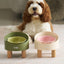 Makesure Rolls Elevated Ceramic Pet Bowl with Wooden Stand