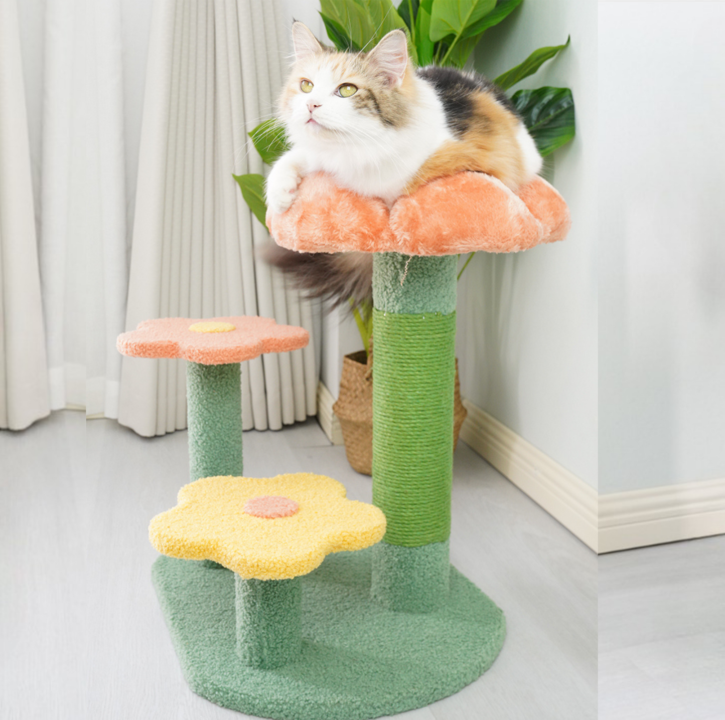 Flower-Styled Cat Tree with Soft Nest & Scratching Posts-Style A