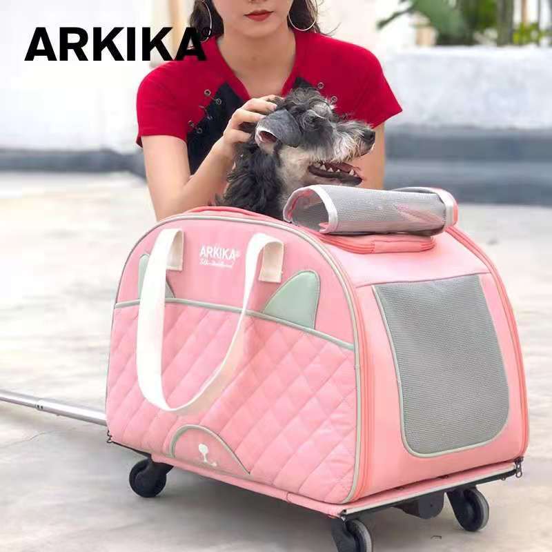 Pet Travel Outing Backpack Bag Cat Dog Carrier Trolley Case Breathable Box ARKIKA