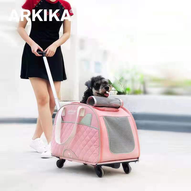 Pet Travel Outing Backpack Bag Cat Dog Carrier Trolley Case Breathable Box ARKIKA