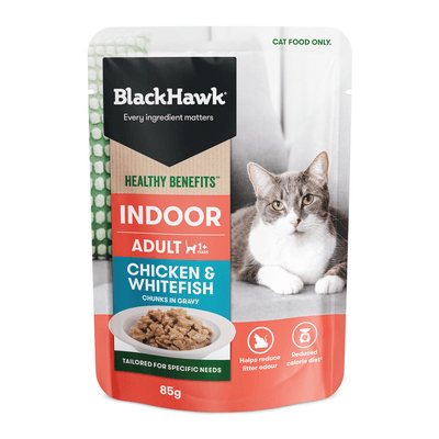 Black Hawk Healthy Benefits Wet Cat Food Adult Indoor Chicken And Fish In Gravy Pouches