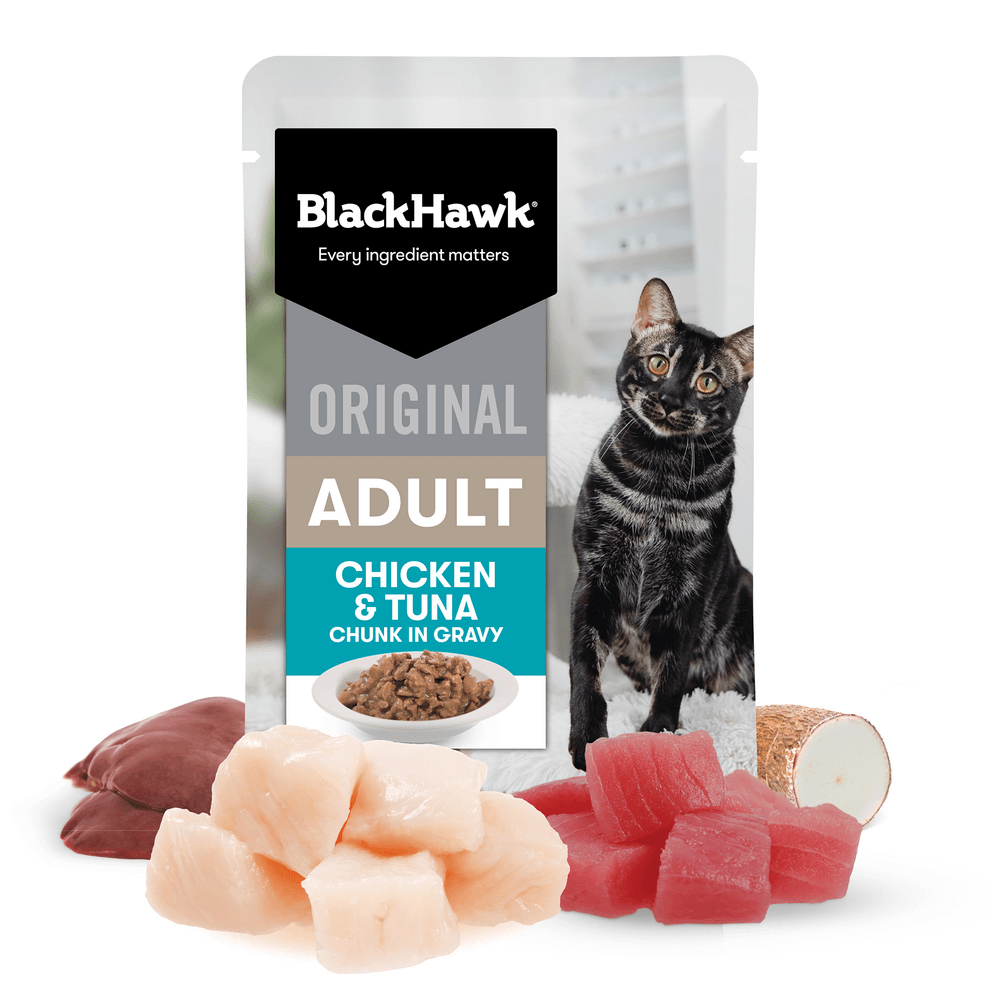 Black Hawk Wet Cat Food Adult Chicken And Tuna In Gravy Pouches