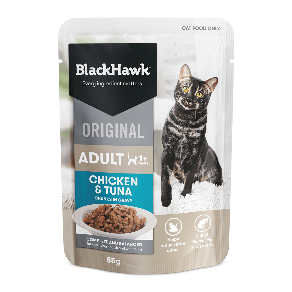 Black Hawk Wet Cat Food Adult Chicken And Tuna In Gravy Pouches