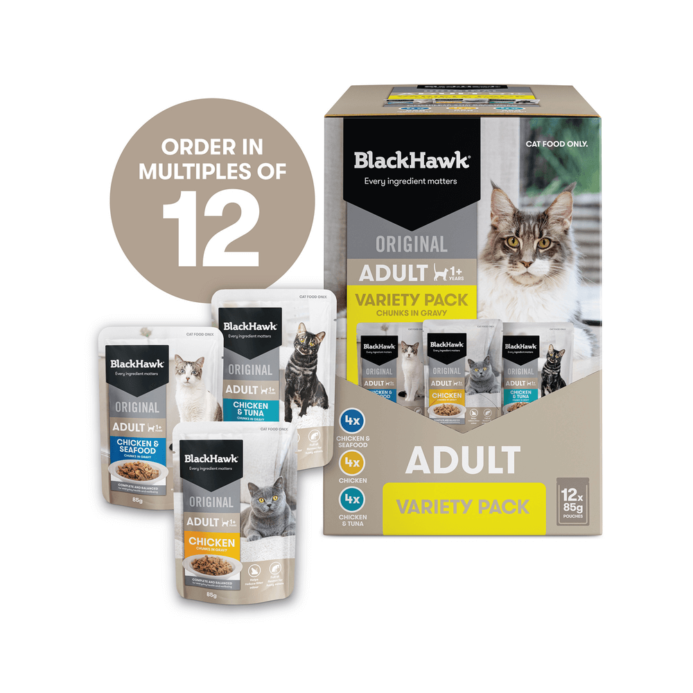 Black Hawk Wet Cat Food Adult Variety Pack In Gravy Pouches