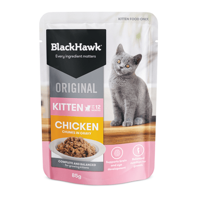 Black Hawk Wet Cat Food Kitten Chicken In Gravy Pouches