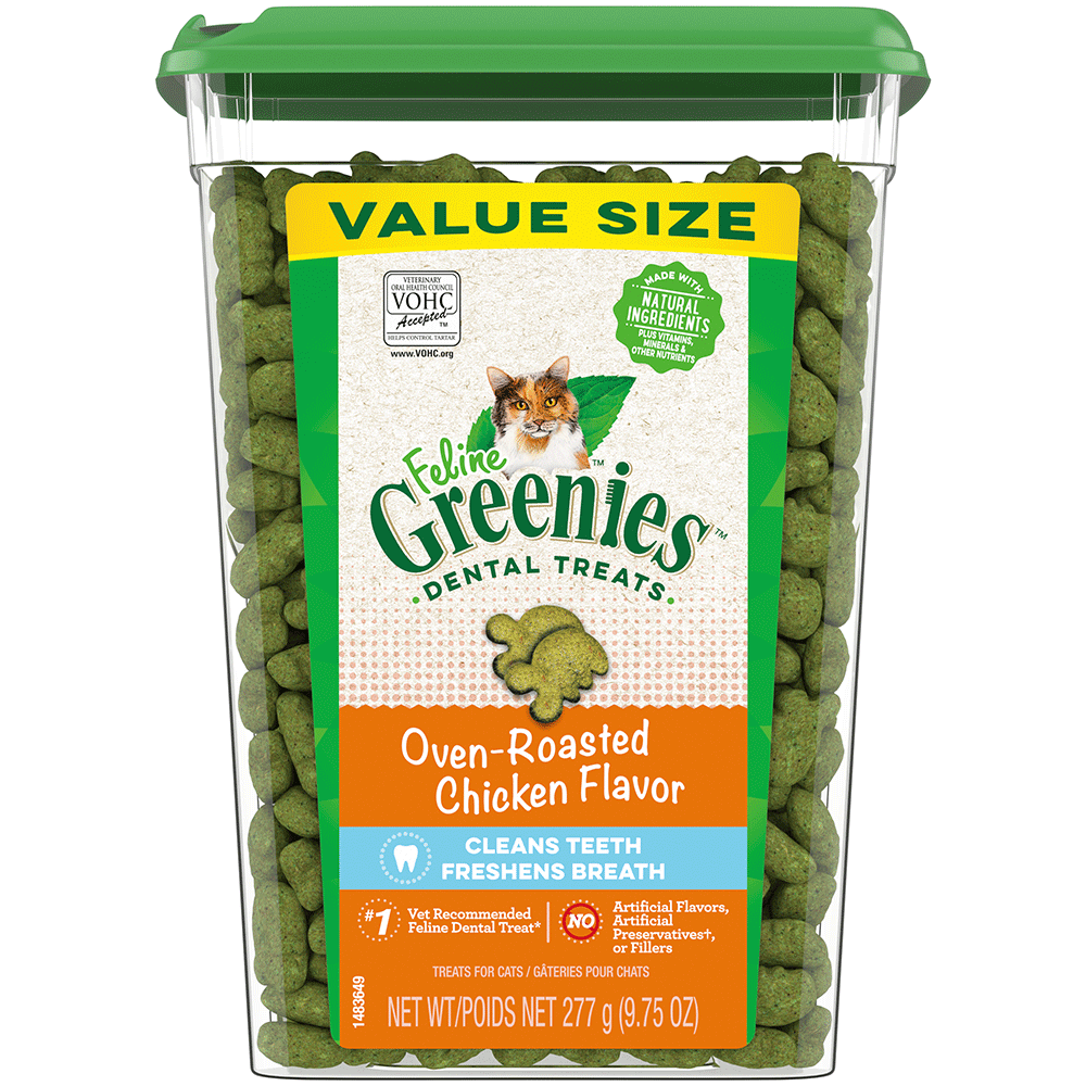 Greenies Feline Treats Dental Oven Roasted Chicken Flavour Tub