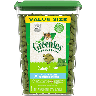 Greenies Feline Treats Dental Catnip Flavour Tub