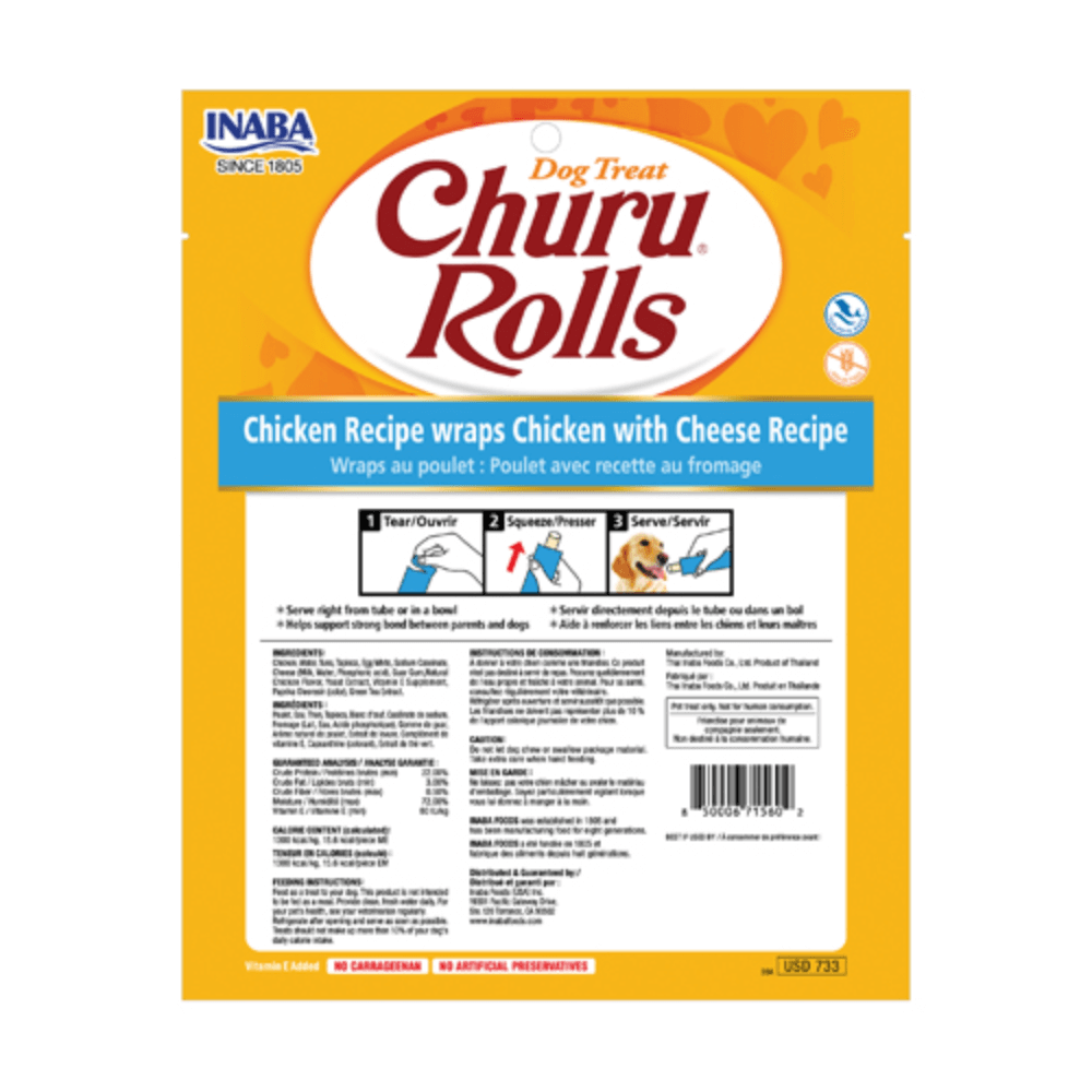 Inaba Churu Roll Chicken Wraps With Cheese Recipe Dog Treat