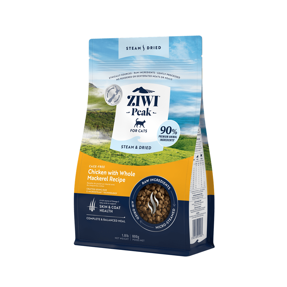 Ziwi Peak Steam And Dried Cage Free Chicken With Whole Mackerel Dry Cat Food