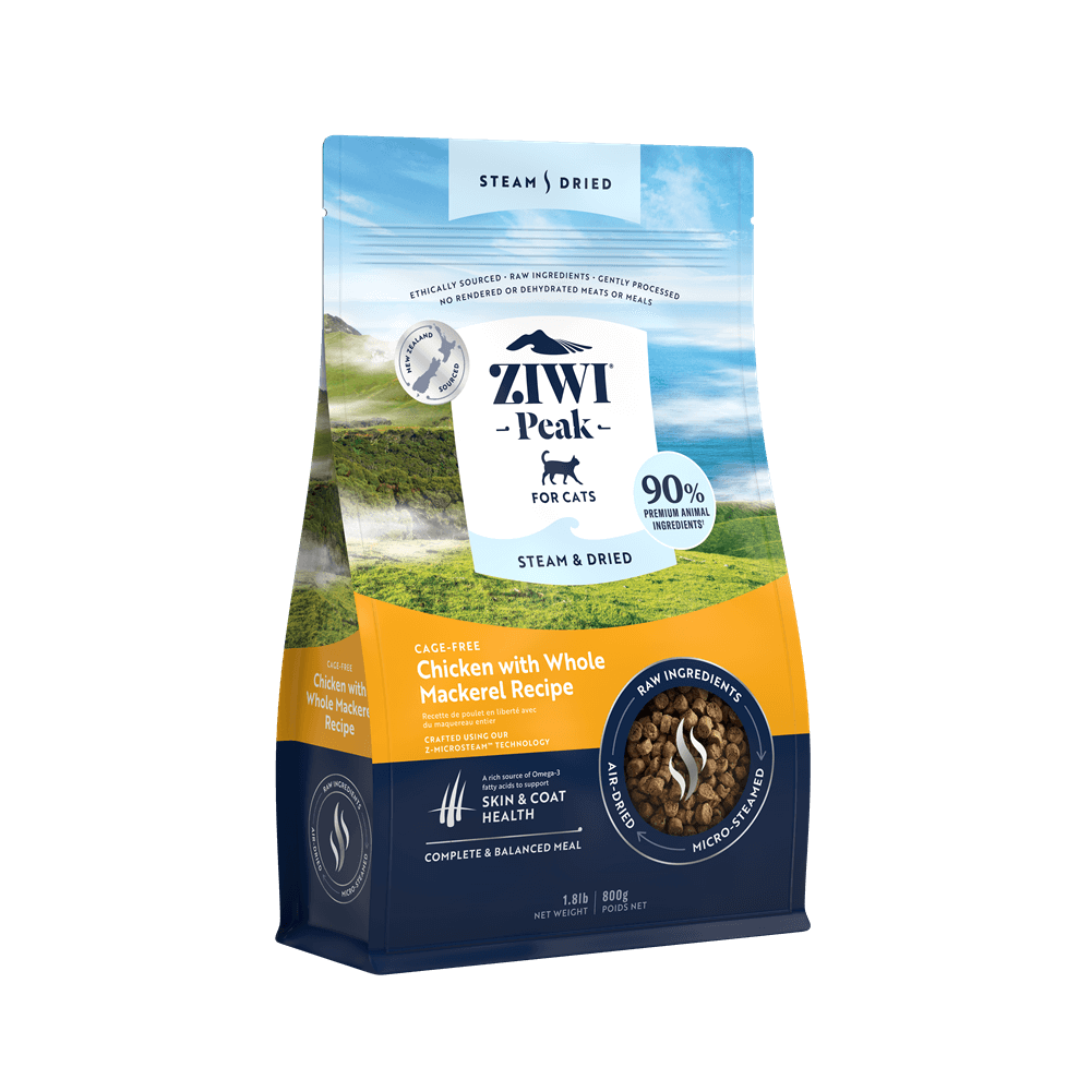 Ziwi Peak Steam And Dried Cage Free Chicken With Whole Mackerel Dry Cat Food