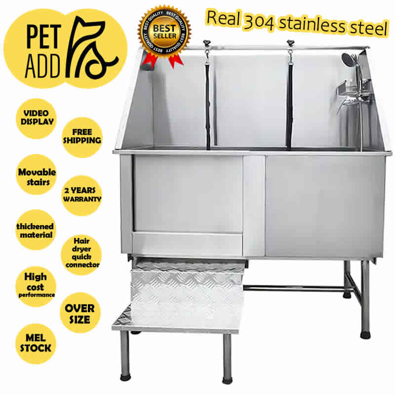 Pet Grooming Bath Tub 127cm Long Stainless Steel Shower Dog Wash Tub