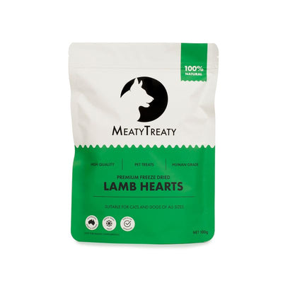 MEATY TREATY FREEZE DRIED LAMB HEARTS DOG & CAT 100G