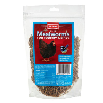 PETERS DRIED MEALWORMS FOR POULTRY & BIRDS 100G