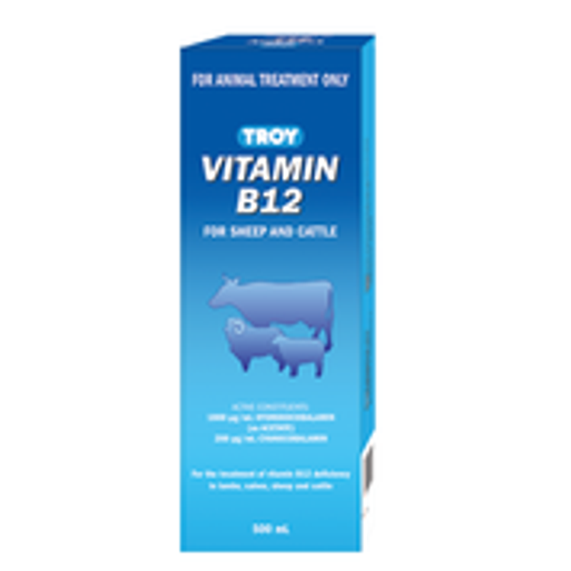 TROY VITAMIN B12 INJECTION FOR SHEEP & CATTLE 500ML