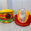 Hamburger Fries Cat Bed Dog Bed Pet Warm Soft Plush Round Nest Comfy Sleeping