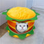 Hamburger Fries Cat Bed Dog Bed Pet Warm Soft Plush Round Nest Comfy Sleeping