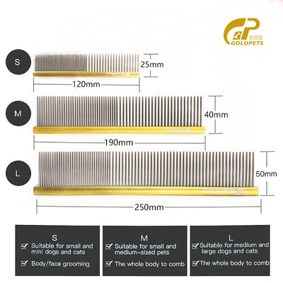 Pet Hair Grooming Comb Dog Cat Metal Brush Double Row Teeth Hair Comb