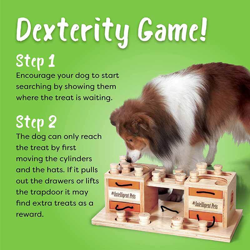 Dog Smart Wooden Interactive Dog Foraging Game Toy - Two Towers Natural Wood My Intelligent Pets