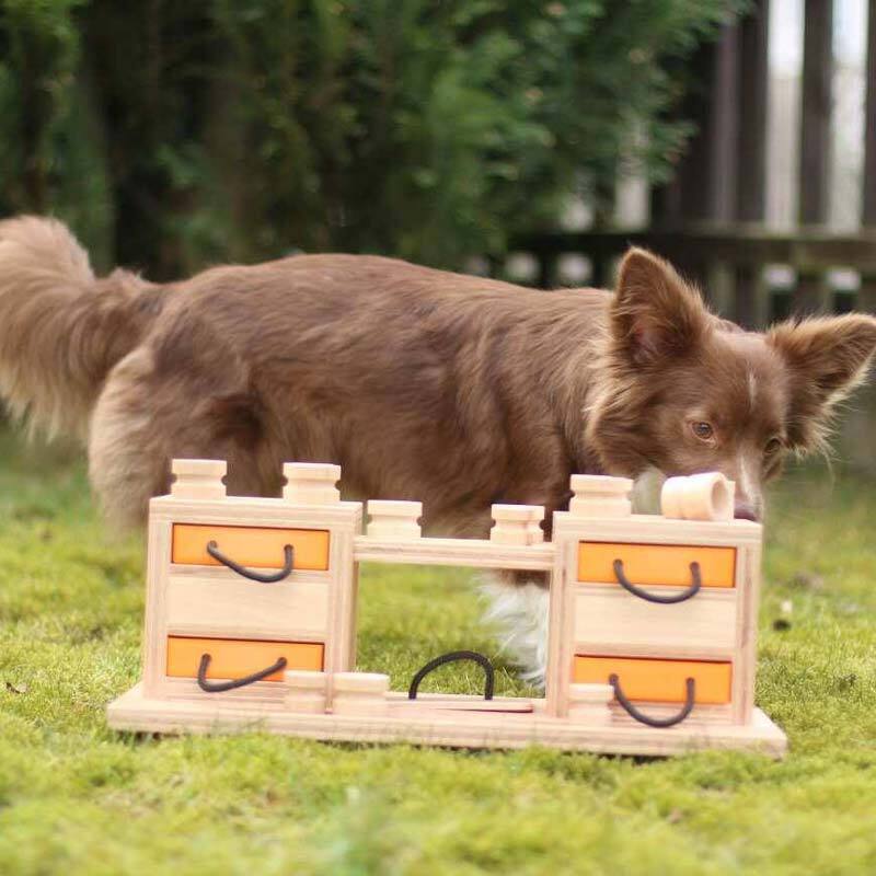 Dog Smart Wooden Interactive Dog Foraging Game Toy - Two Towers Natural Wood My Intelligent Pets